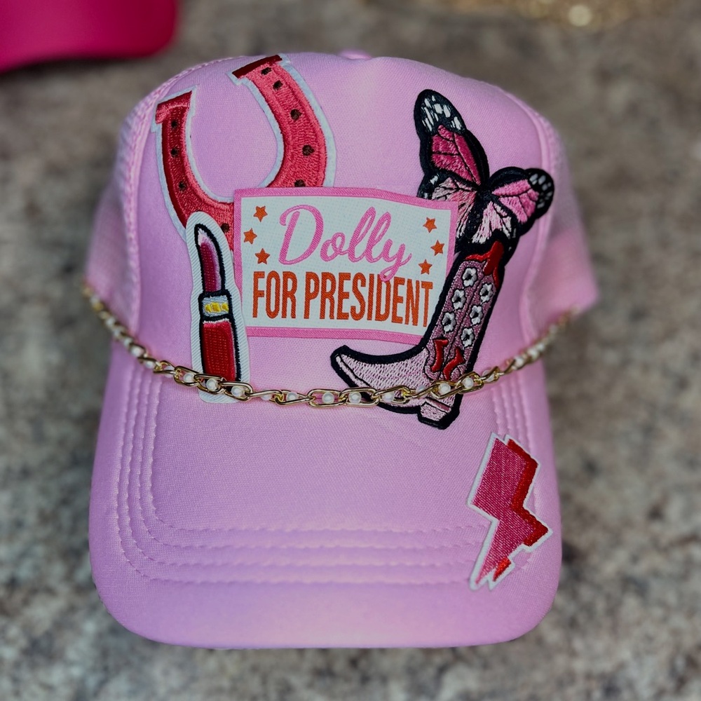 Pink Dolly for President Custom Cap